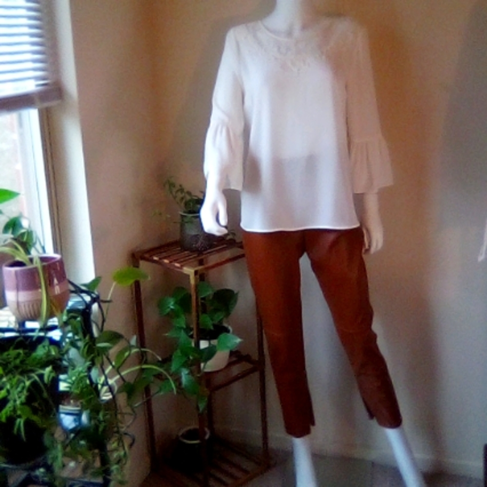 NWT faux leather Zara leggings, size L and brown in color.